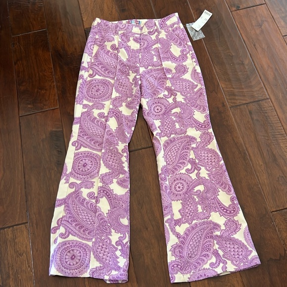 Urban Outfitters purple & cream paisley pants size 6 - Picture 2 of 5
